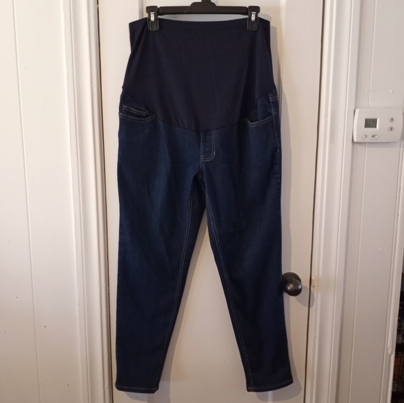 Time & Tru Dark Wash Maternity Jeans With Full Panel Size Large 12/14 - Picture 1 of 7